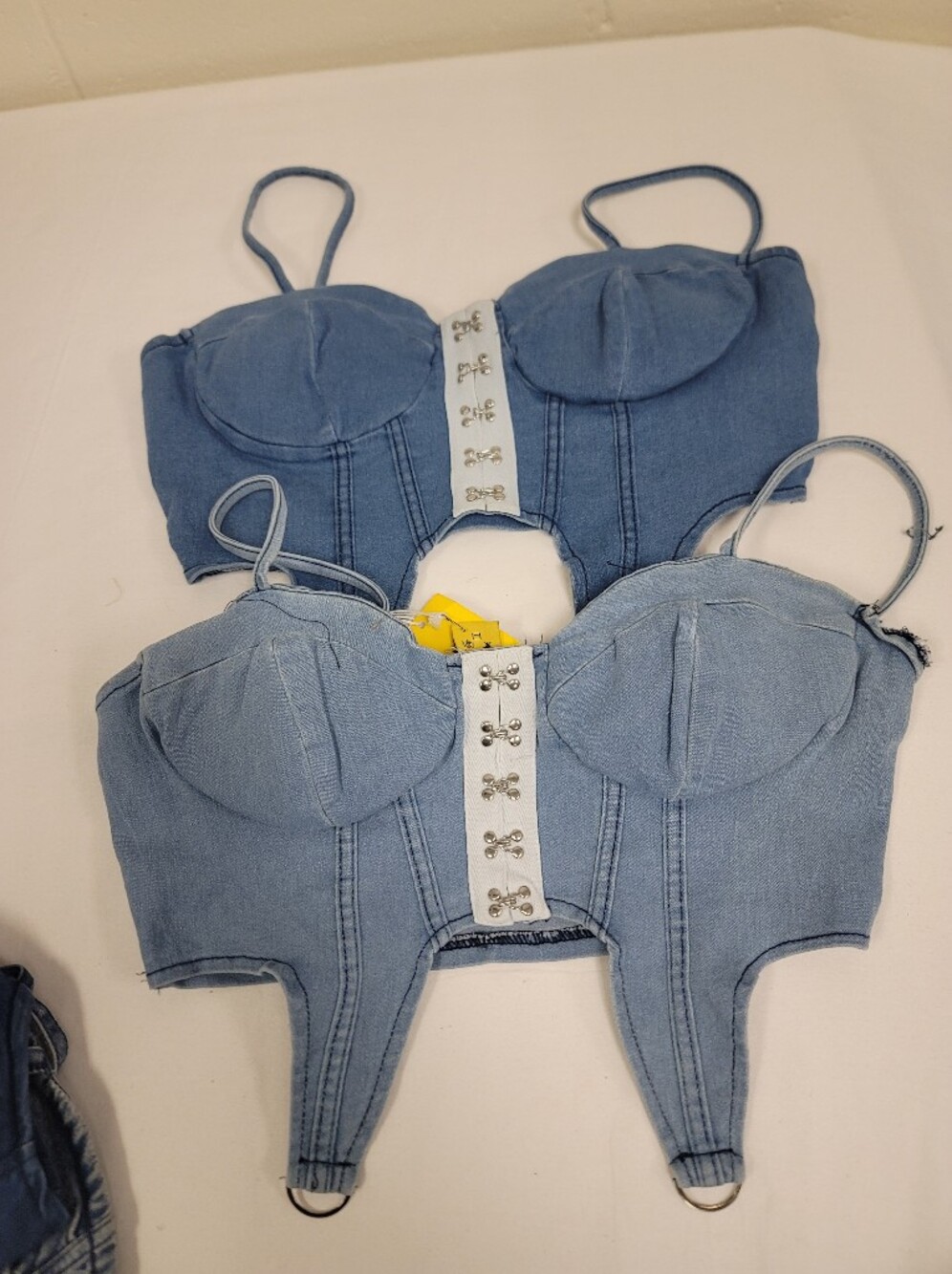 2 Women’s  Denim Corset Top with Hook Closure
